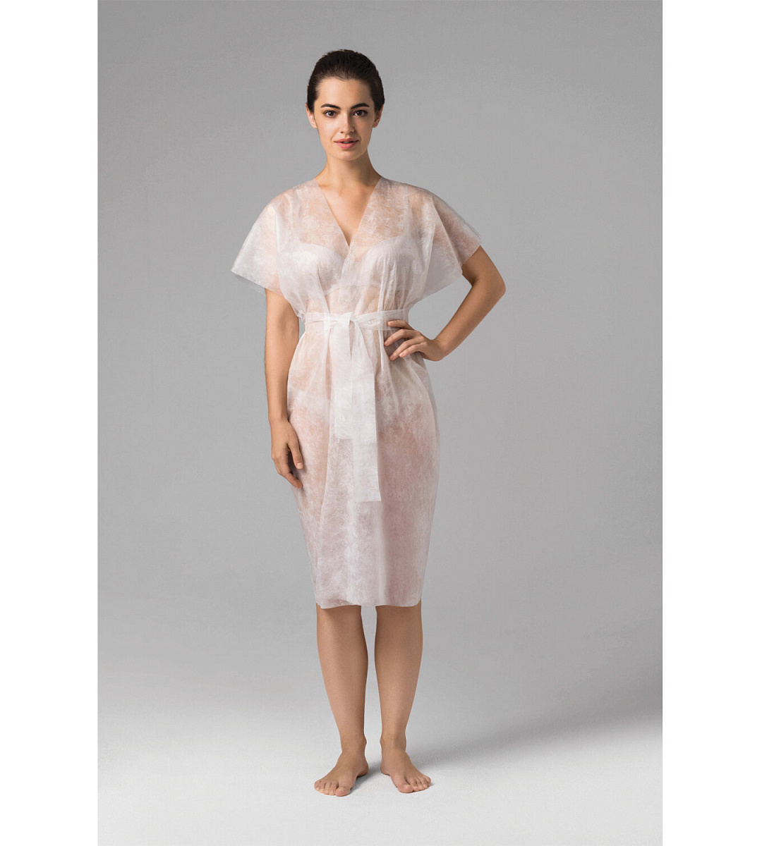 Халат-кимоно без рукавов нестерильный, белый, ЧИСТОВЬЕ КОМПЛЕКТ 10 шт. спанбонд, 01-603