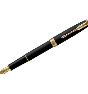 Ручка перьевая Parker "Sonnet Matte Black GT" 0,8мм, подарочная упаковка