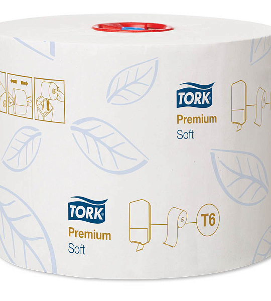 Бумага туалетная Tork "Premium"(Т6) 2-слойная, Mid-size рулон, 90м/рул, мягкая, тиснение, белая