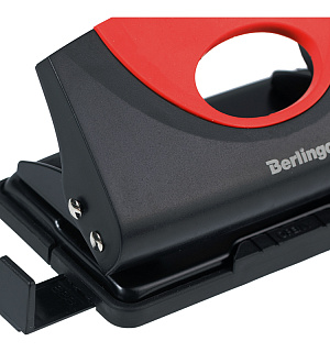 Дырокол Berlingo "Office Soft" 10л., пластиковый, красный, с линейкой