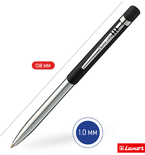 Ручка шариковая Luxor "Gemini" синяя, 1,0мм, корпус черный/хром, кнопочный механизм
