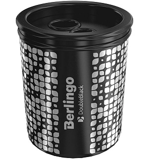 Точилка пластиковая Berlingo "DoubleBlack" 2 отверстия, контейнер, ассорти