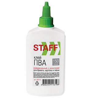 Клей ПВА STAFF "EVERYDAY", 150 г, с дозатором, 225176