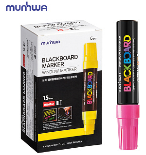 Маркер меловой MunHwa "Black Board Jumbo" розовый, 15мм, водная основа
