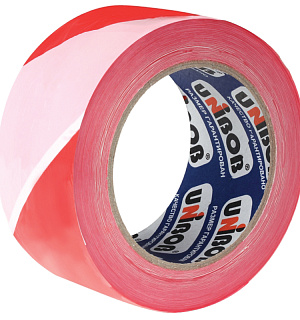 Лента сигнальная Unibob, 70мм*150м, красно-белая, ИУ