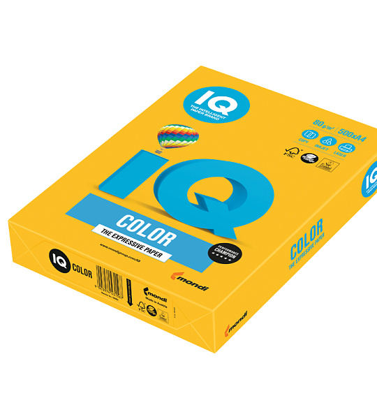 Бумага IQ "Color intensive" А4, 80г/м2, 500л. (солнечно-желтый)