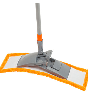 Швабра OfficeClean Professional, телеск.ручка 120см, пласт.флаун.40см, МОП микрофибра (карманы)