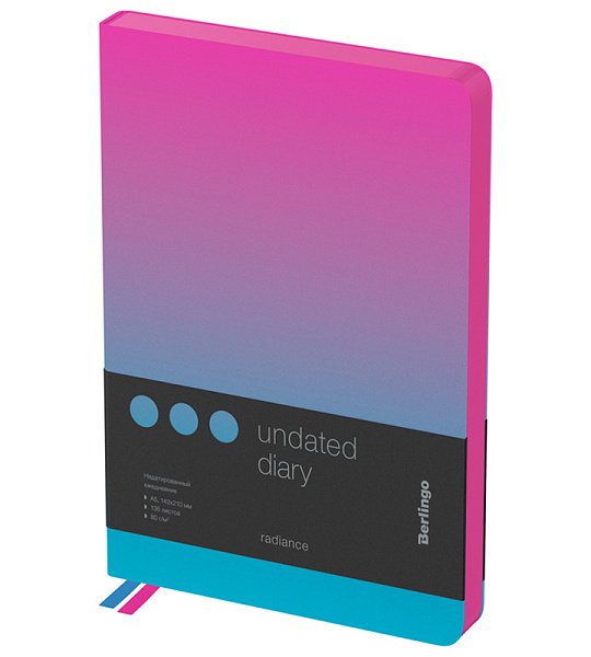 Ежедневник недатир. A5, 136л., кожзам, Berlingo "Radiance", розовый/голубой градиент
