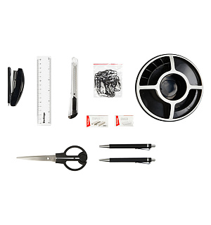 Настольный органайзер Berlingo "BR", 9 предметов, вращающийся, черный/белый