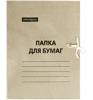 Папка для бумаг с завязками OfficeSpace, картон немелованный, белый, до 200л.