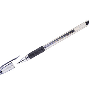 Ручка гелевая Crown "Hi-Jell Needle Grip" черная, 0,7мм, грип, игольчатый стержень, штрих-код