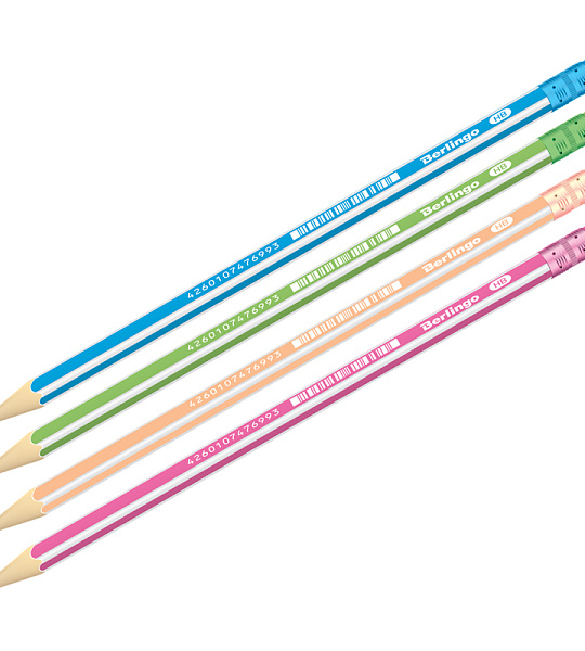 Карандаш ч/г Berlingo "Triangle ultra" HB, трехгранный, c ластиком, заточен.