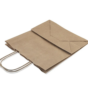 Пакет бумажный "Крафт" с кручеными ручками, 22*12*25см, 70гр/м2