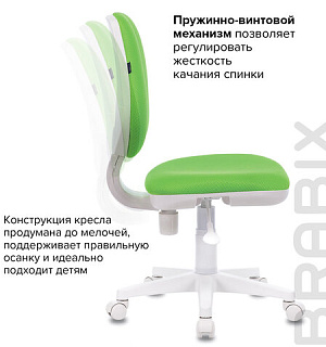 Кресло BRABIX "Fancy MG-201W", без подлокотников, пластик белый, салатовое, 532414, MG-201W_532414