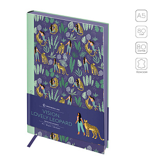 Записная книжка А5 80л. ЛАЙТ, кожзам, Greenwich Line "Vision. Lovely leopard", тон. блок, цв. срез