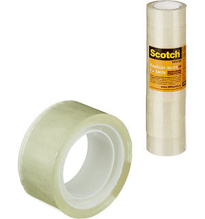 Клейкая лента Канцелярская 3M SCOTCH 508/500 19х10 прозрачная, 8шт.