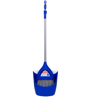 Совок для мусора OfficeClean Professional со щеткой-сметкой, складной, метал. ручка 66см, резин. кромка