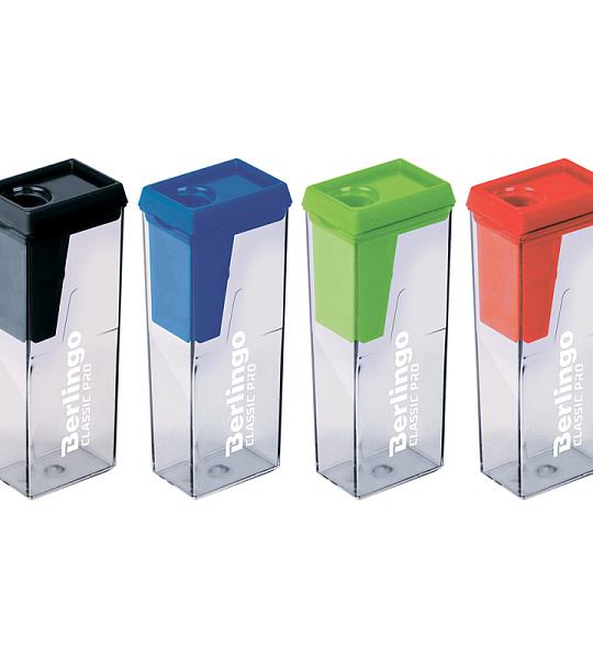 Точилка пластиковая Berlingo "Classic Pro" 1 отверстие, контейнер, ассорти