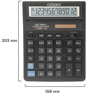 Калькулятор настольный ПОЛНОРАЗМЕРНЫЙ CITIZEN бухг.SDC-888TI 12р.DualPower