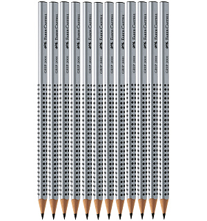 Набор карандашей ч/г Faber-Castell "Grip 2001" 12шт.+2 ластика+точилки, заточен., карт. упаковка