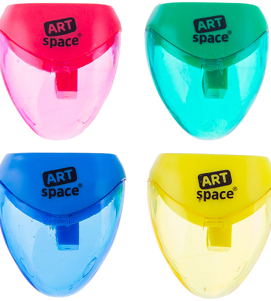 Точилка пластиковая ArtSpace 1 отверстие, контейнер, ассорти, пакет