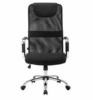 Кресло офисное BRABIX "Fit EX-514", с подголовником, хром, черное, 531949