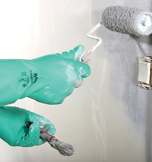 Перчатки нитриловые MAPA Ultranitril 492, хлопчатобумажное напыление, размер 7 (S), зеленые