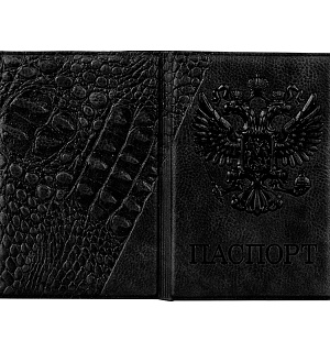 Обложка для паспорта OfficeSpace "Герб", кожзам, черный