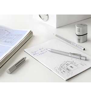 Карандаш механический Faber-Castell "Grip 2011" 0,7мм, трехгранный, с ластиком, серебрянный корпус