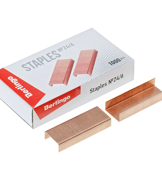 Скобы для степлера №24/6 Berlingo, медные 1000шт.