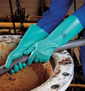 Перчатки нитриловые MAPA Ultranitril 493, хлопчатобумажное напыление, размер 10 (XL), зеленые