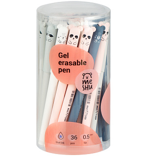 Ручка гелевая стираемая MESHU "Cutes" синяя, 0,5мм, софт-тач, корпус ассорти