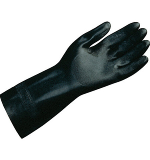 Перчатки латексно-неопреновые MAPA Technic/UltraNeo 420, хлопчатобумажное напыление, размер 9 (L), черные