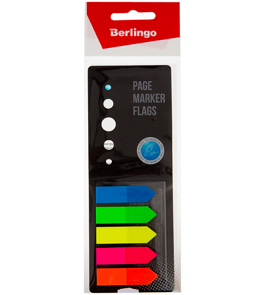 Флажки-закладки Berlingo, 42*12мм, стрелки, 25л*5 неоновых цветов, в картонной книжке, европодвес
