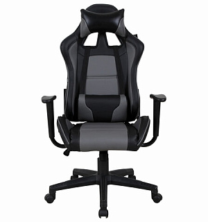 Кресло компьютерное BRABIX "GT Racer GM-100", две подушки, экокожа, черное/серое, 531926