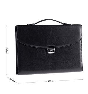 Портфель OfficeSpace "Planeta", кожзам, черный, 3 отделения, метал. замок