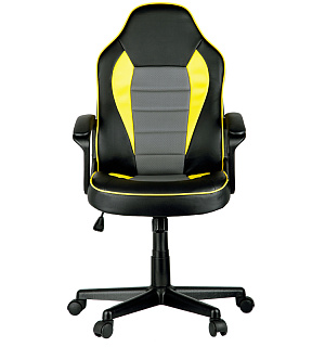 Кресло игровое Helmi HL-S08 "Rally", экокожа черная/серая/желтая