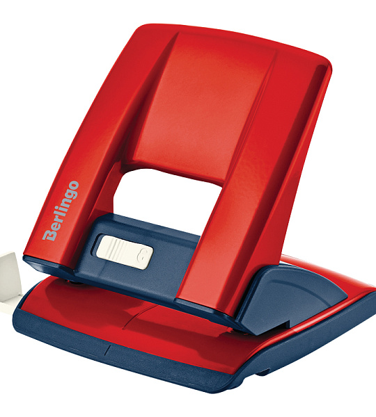 Дырокол Berlingo "Power TX" 30л., металлический, с фиксатором и линейкой, красный