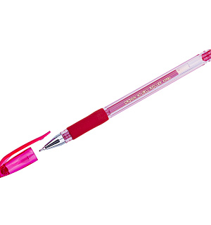 Ручка гелевая Crown "Hi-Jell Needle Grip" красная, 0,7мм, грип, игольчатый стержень, штрих-код