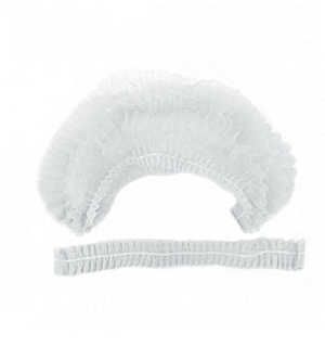 Шапочка-берет Шарлотта "Плиссе", КОМПЛЕКТ 125 шт., спанбонд 8 г/м2, белая, ГЕКСА