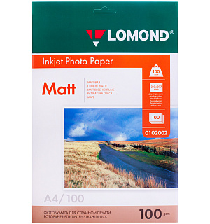 Фотобумага А4 для стр. принтеров Lomond, 100г/м2 (100л) матовая двусторонняя