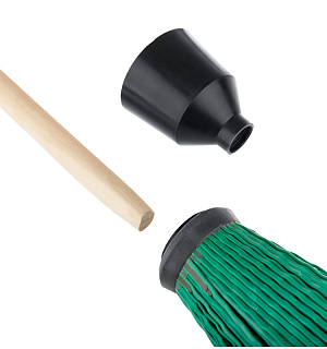Метла OfficeClean, синтетическая, для улицы, круглая классическая, с деревянным черенком 120см