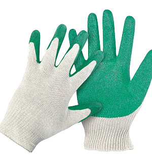 Перчатки х/б 13 класс OfficeClean, стандарт, с 1-ным латекс покрытием, цвет ассорти, (37-39г)