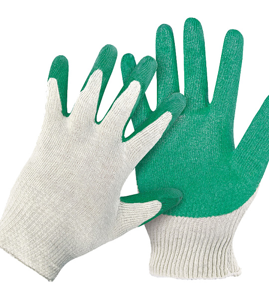 Перчатки х/б 13 класс OfficeClean, стандарт, с 1-ным латекс покрытием, цвет ассорти, (37-39г)