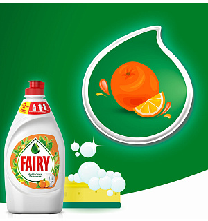 Средство для мытья посуды Fairy "Апельсин и лимонник", 450мл