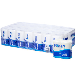 Бумага туалетная Focus Optimum, 2 слойн, мини-рулон, 22м/рул, 4шт., тиснение, белая