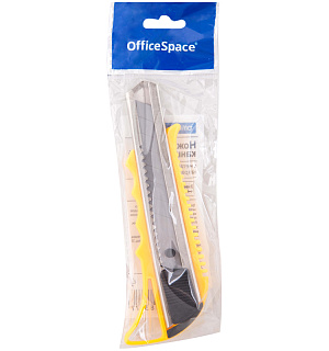 Нож канцелярский 18мм OfficeSpace, усиленный, с фиксатором, металл. направляющие, ассорти, европодвес