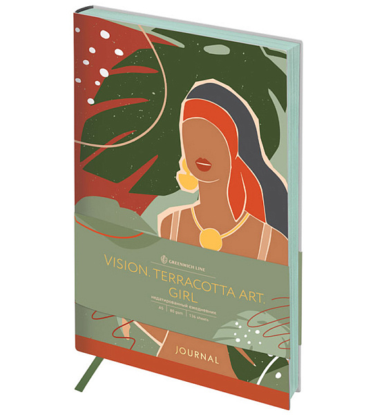 Ежедневник недатир. A5, 136л., кожзам, Greenwich Line "Vision. Terracotta Art. Girl", тон. блок, цв. срез