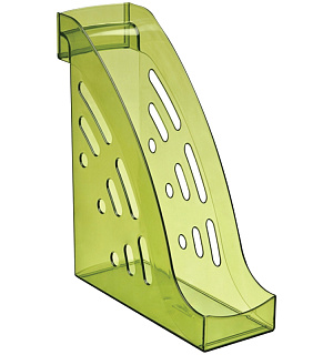 Лоток для бумаг вертикальный СТАММ "Торнадо", тонированный, цвет лайм