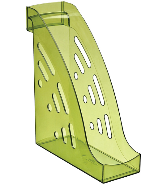 Лоток для бумаг вертикальный СТАММ "Торнадо", тонированный, цвет лайм